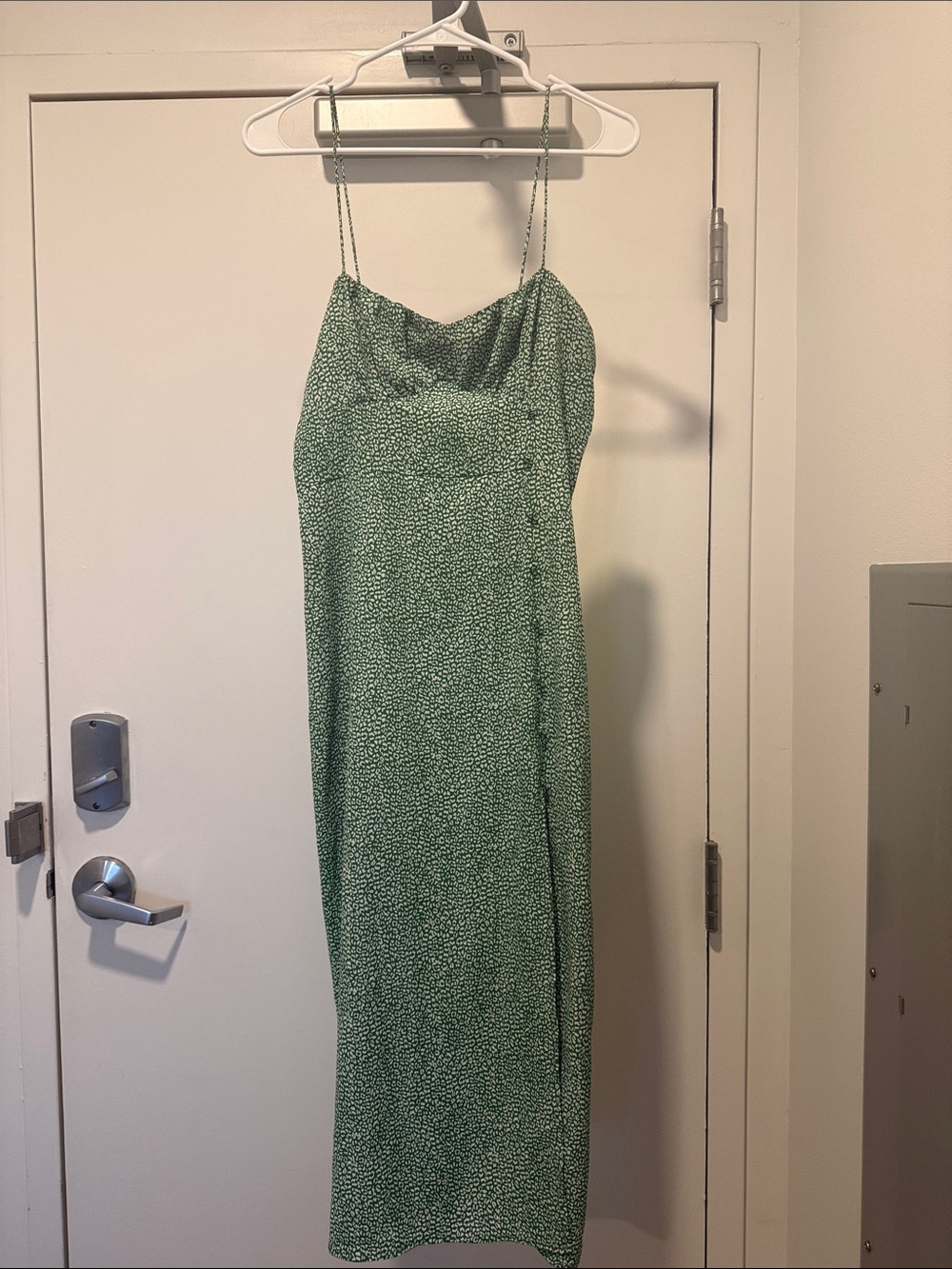 Zara Green Printed Slip Midi Dress